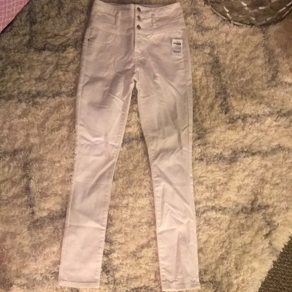 High waisted white pants